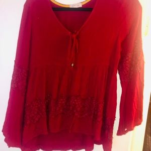 Red long sleeve top
